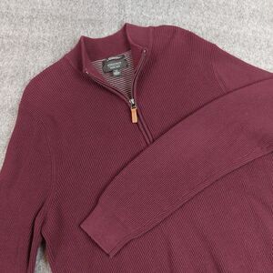 Nordstrom Men's XL Sweater Cotton Cashmere Blend Quarter Zip Pullover Burgundy